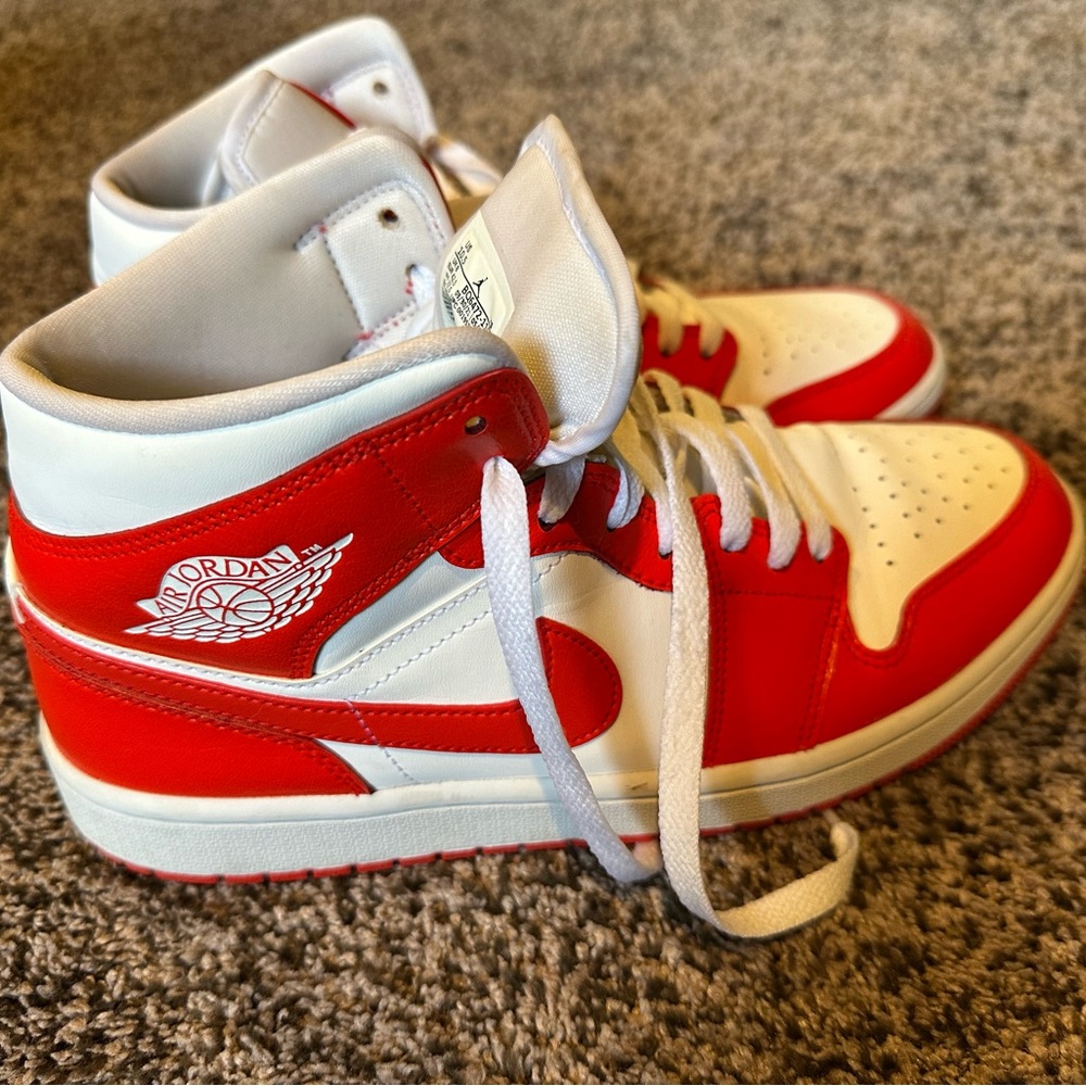 Nike Air Jordan 1 Mid Habanero Red Sneakers - Women's Size 10.5 Men Size 9